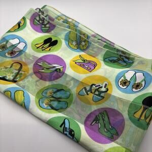 Classy and Sassy Green Scarf with High Heels and Flip Flop Shoes Print 60”x13”